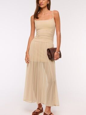 Abercrombie Bra Free Flowy Sheer Maxi Dress